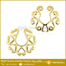 Kundengebundene Größe 18k Gold Plated Zink Legierung Brustwarzenpiercing Ring